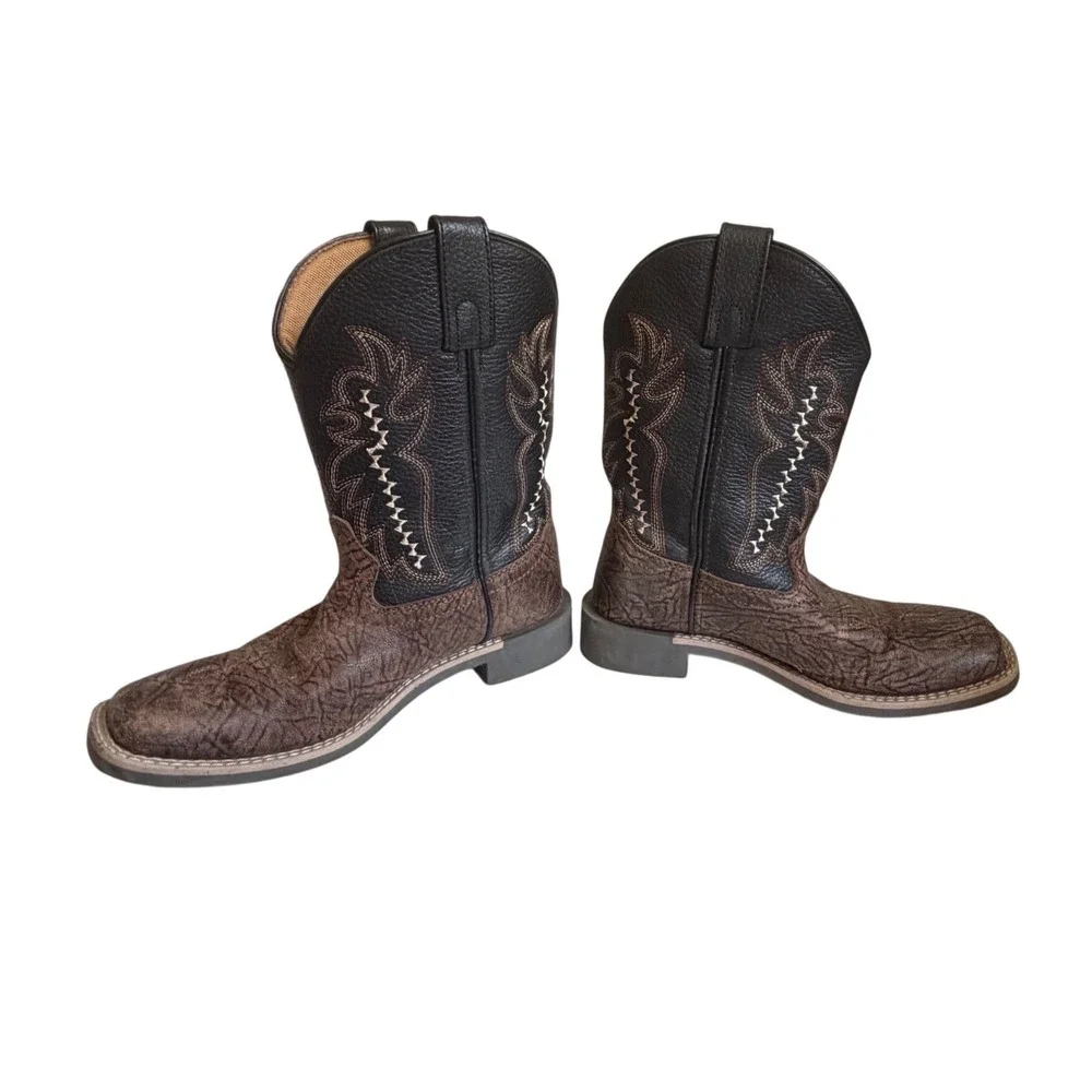 Smoky Mountain Boots Kids Brown Elephant Print Square Toe Cowboy Boots SZ 1.5